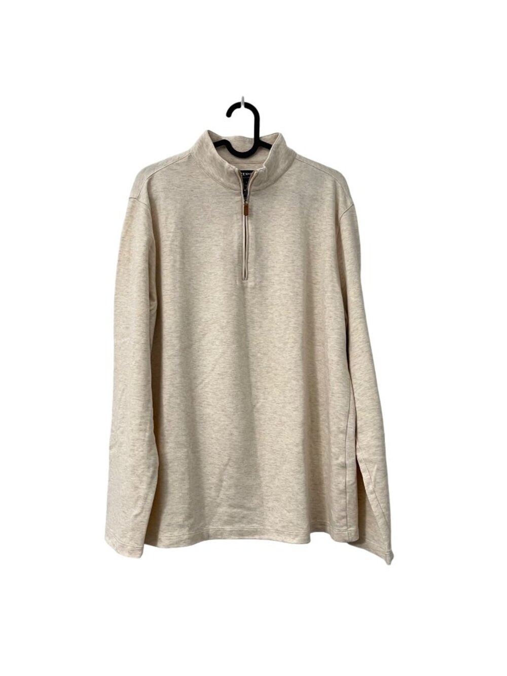 Mizzen Main Beige Cotton 1/4 Zip Pullover Sweater Preppy Mens Size Large